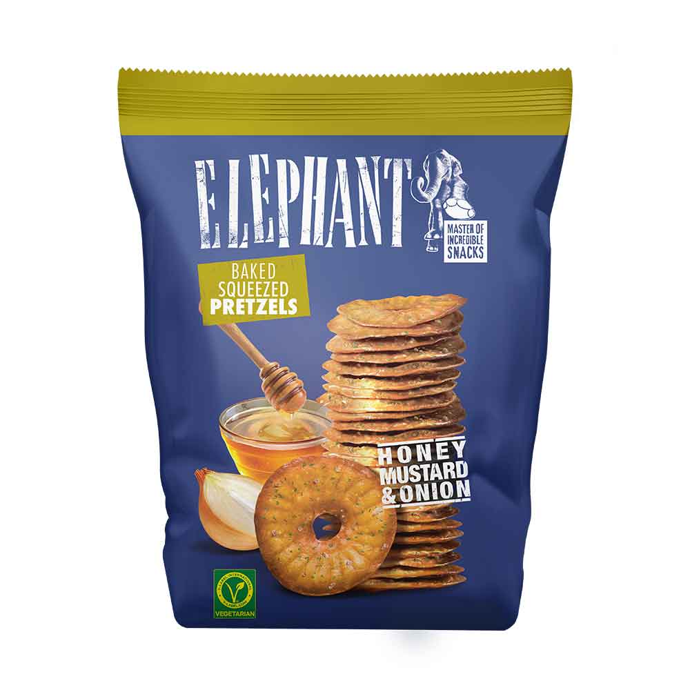 Elephant Flat Pretzels With Honey Mustard Onion 70G